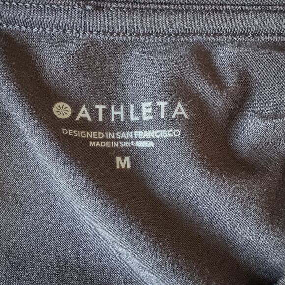 Athleta Essence Pleated Ruched Short Sleeve Relaxed Fit Black Tee-Women’s Medium - Picture 6 of 8